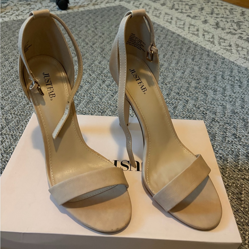 JustFab Women's Beige Heeled Sandals
